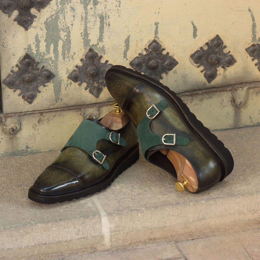 Grandeur Gravitas Double Monk Shoe Green
