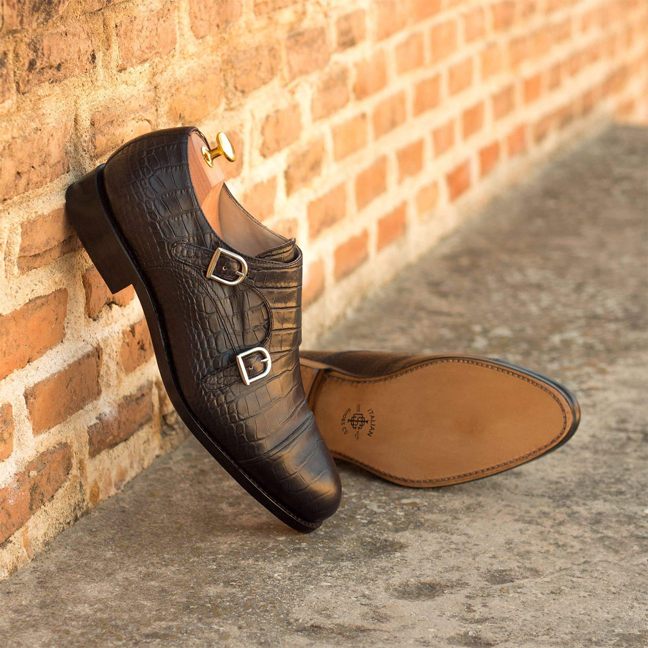 Refined Replicas Double Monk Shoe Black