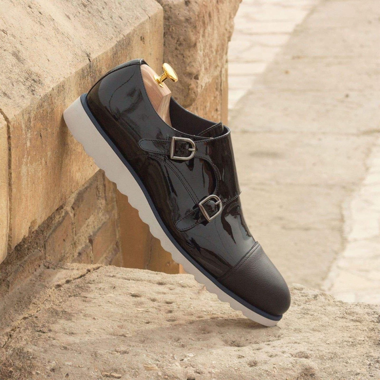 Dapper Deux Double Monk Shoe Black