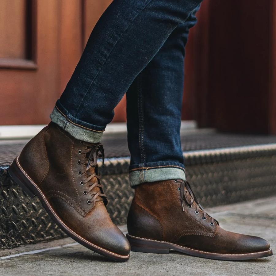 Men Suede Leather High Top Biker Ankle Boots