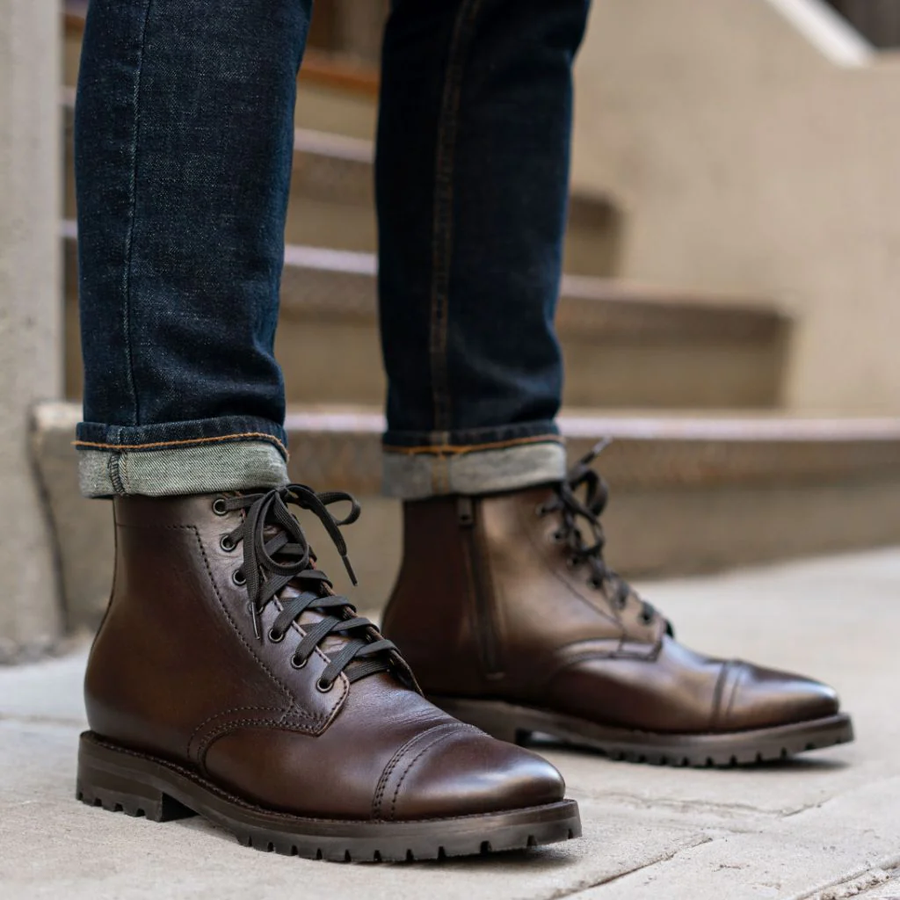 Polished Shiny Leather High Ankle Boots