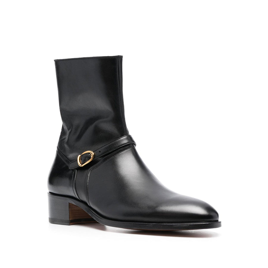 Buckle-Embellished Ankle Boots
