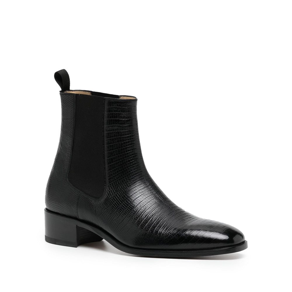 Textured Leather Ankle Boots