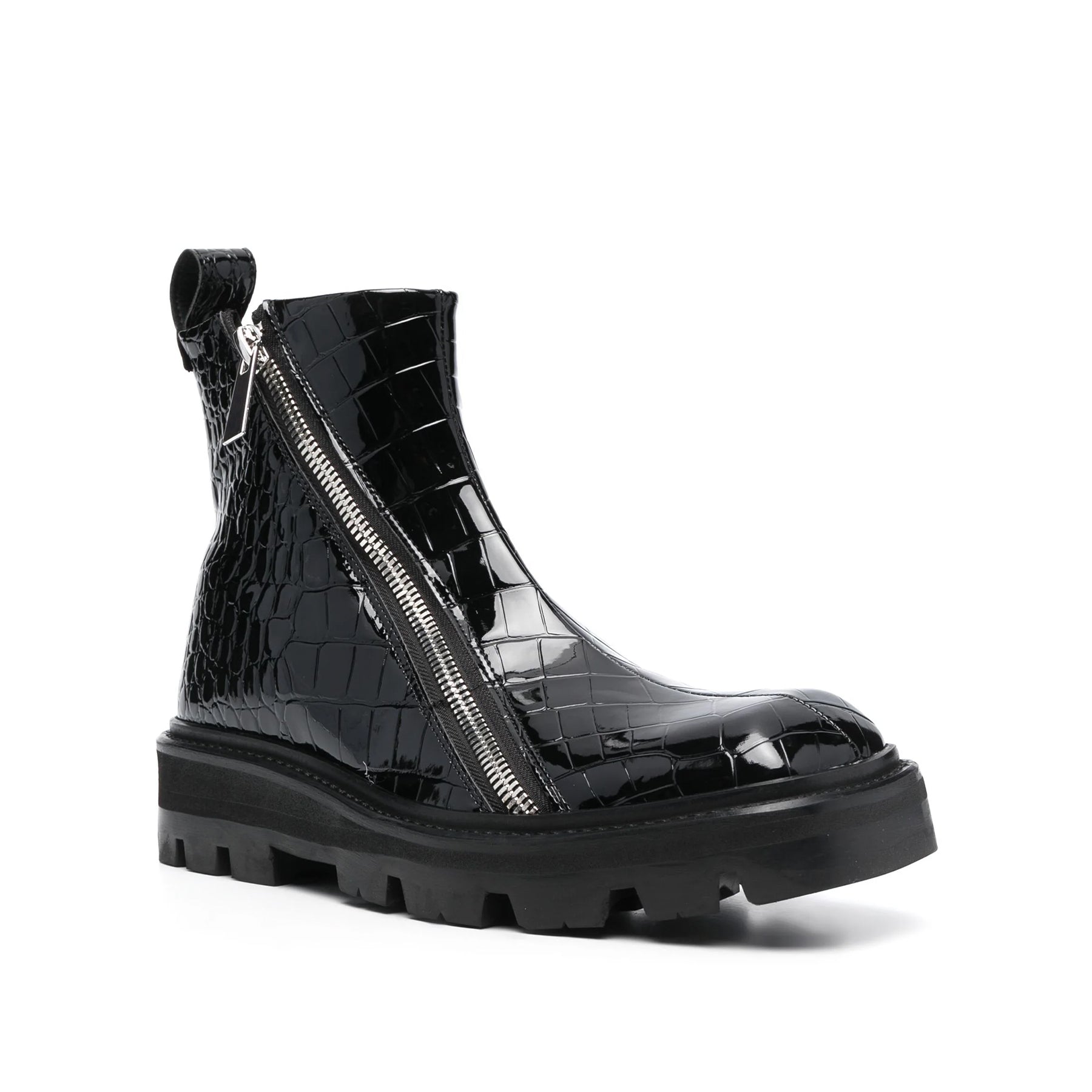 mock croc ankle boots