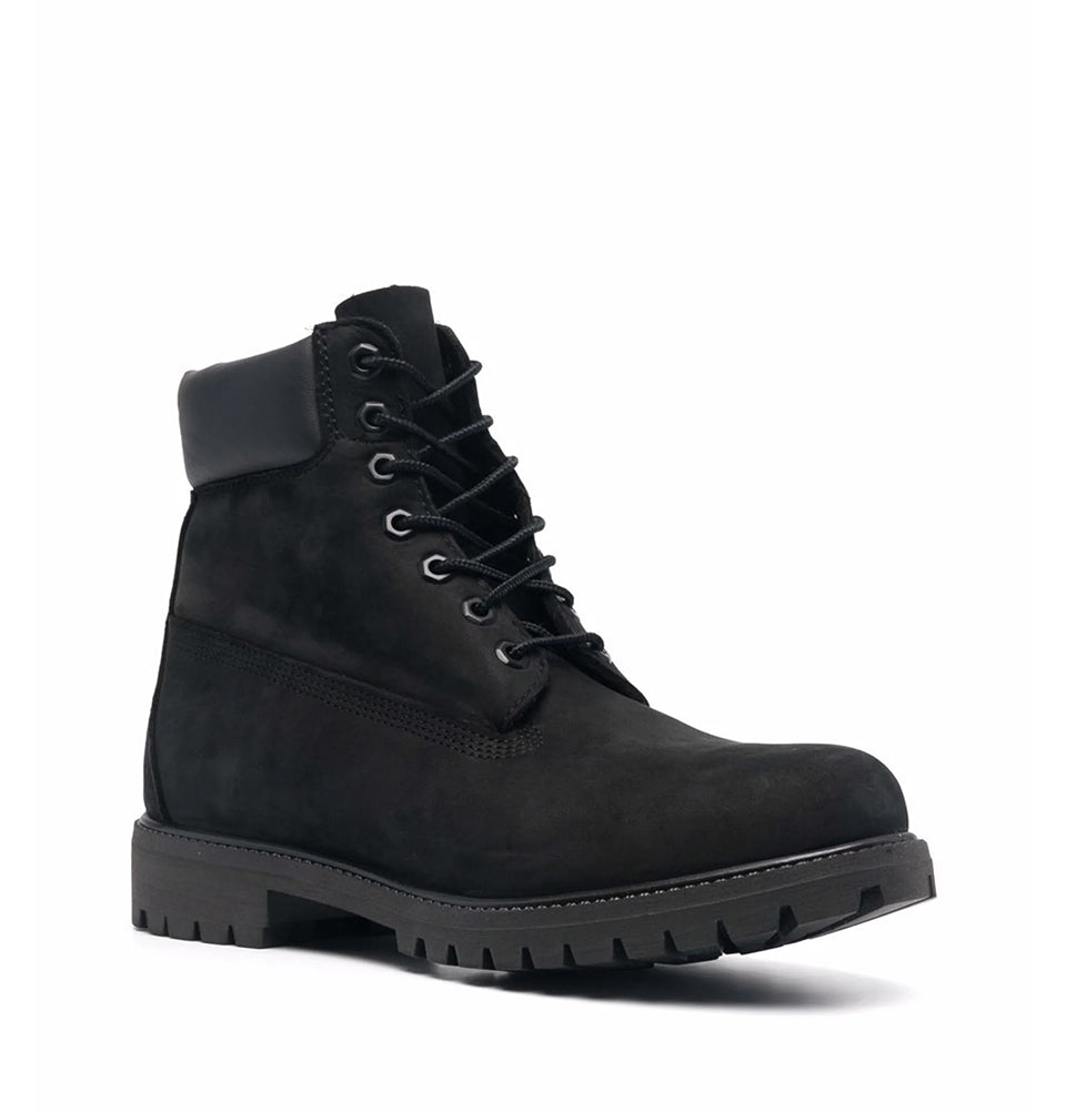 Black Suede Lace-Up Leather Boots