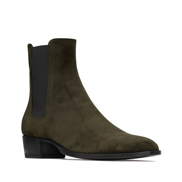Olive leather Ankle Boots
