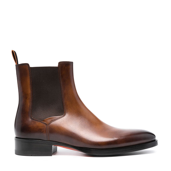Tobacco leather Chelsea boots