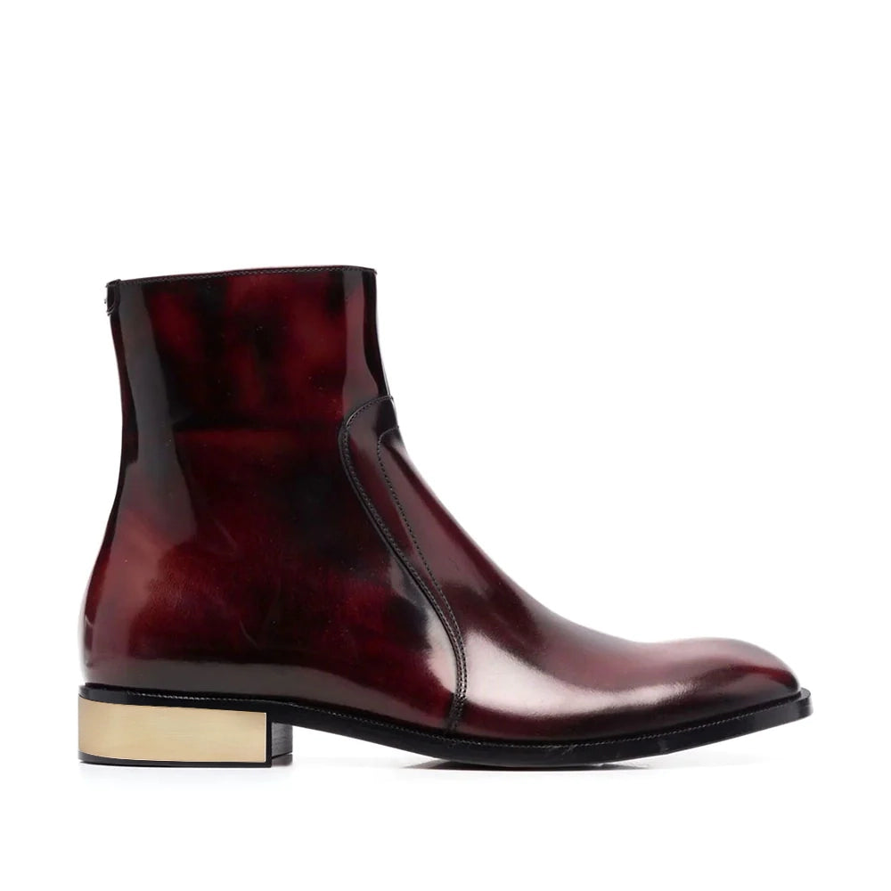 Waxed Leather Ankle Boots