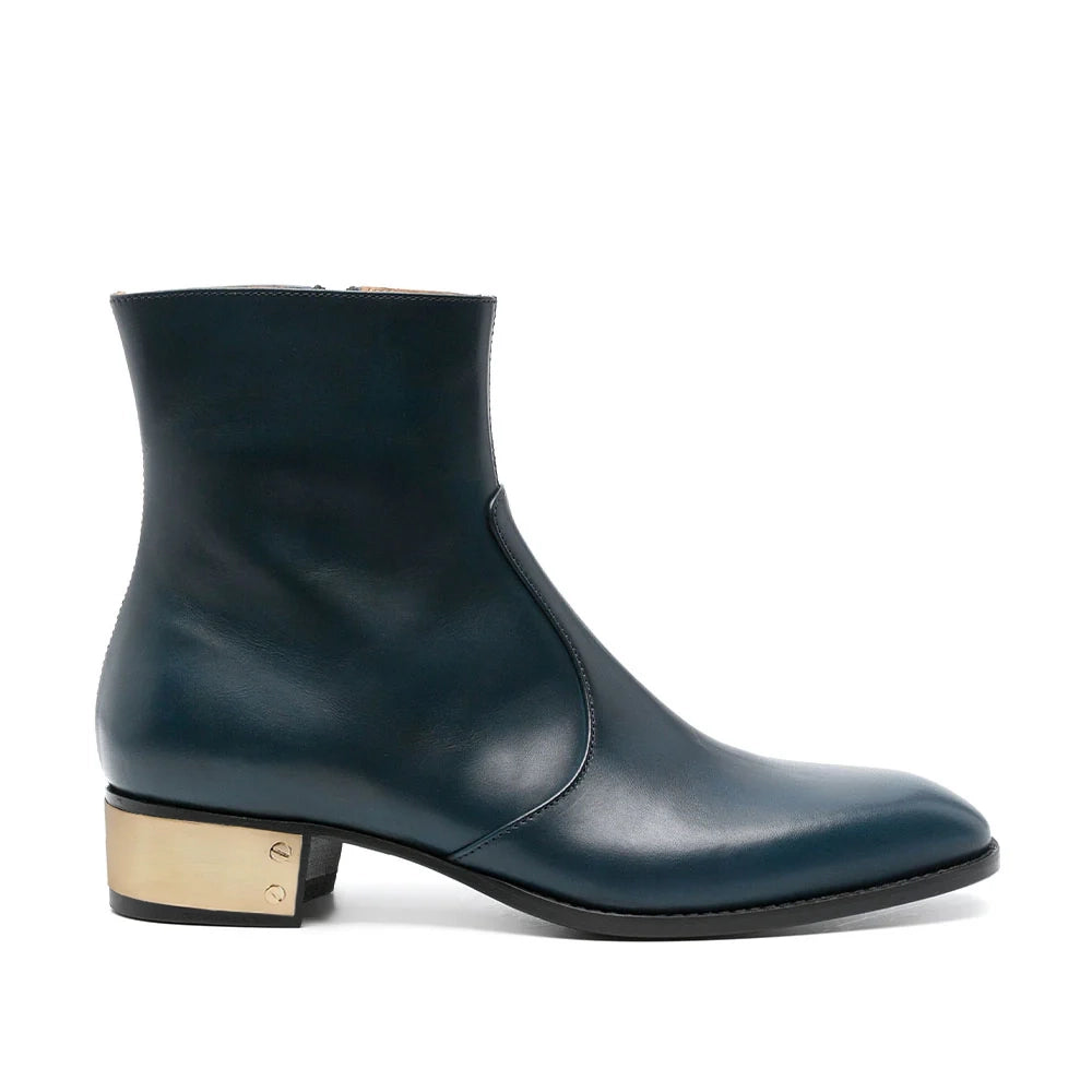 Ludhovic Blue Leather Ankle Boots