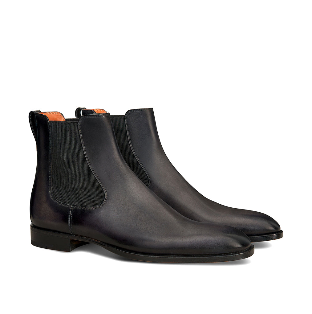 Black Capri Leather Chelsea Boots