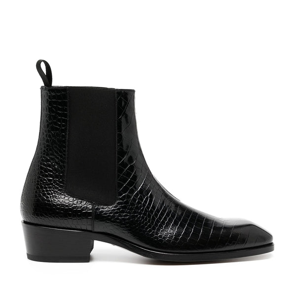 Croco Textured Leather Men's Boots