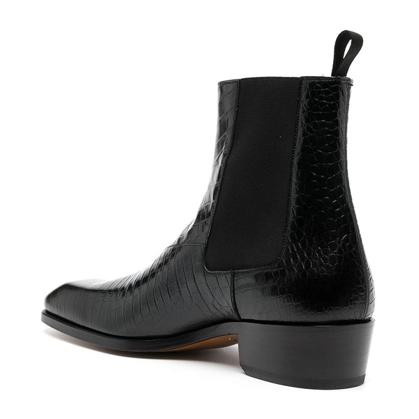 Croco Textured Leather Men's Boots