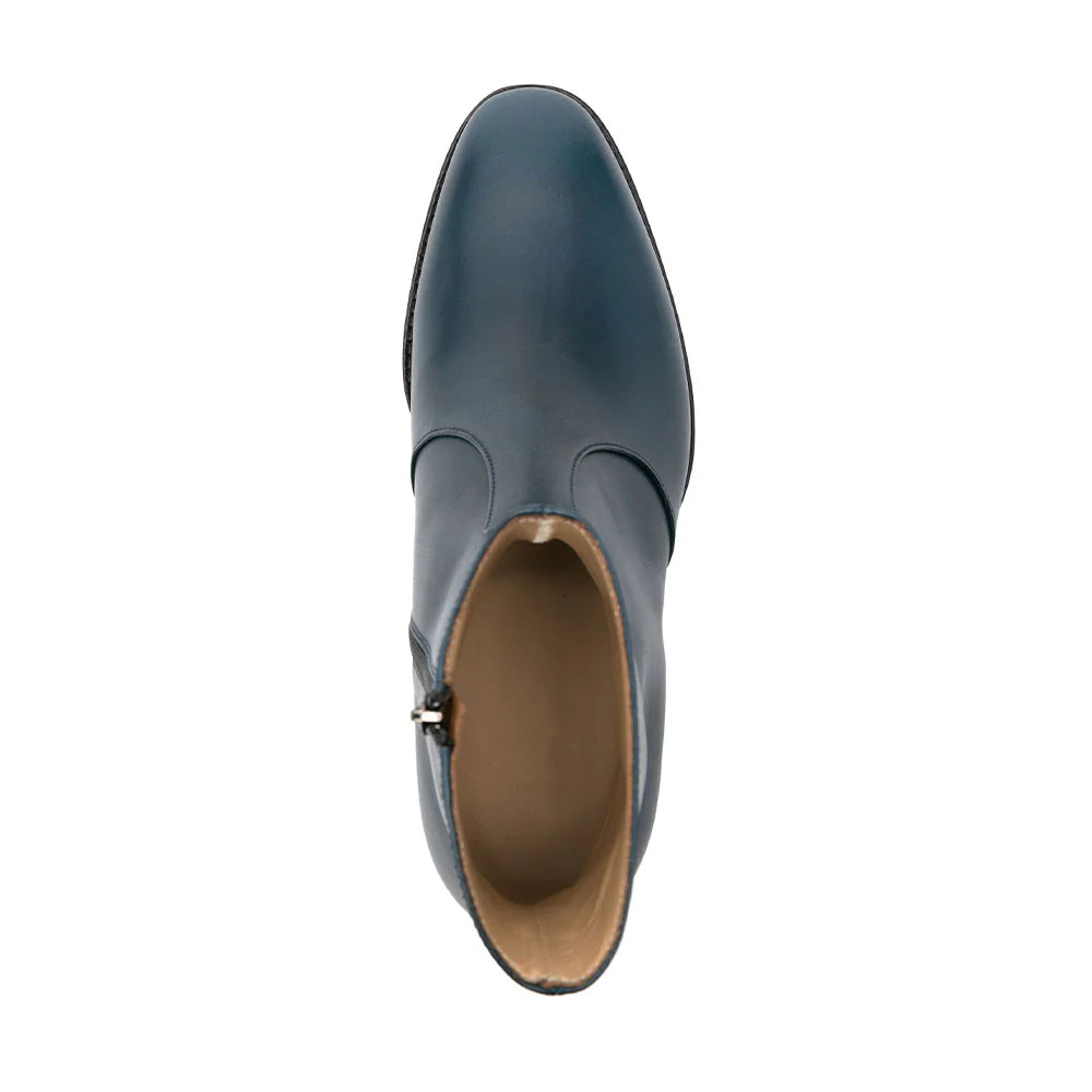 Ludhovic Blue Leather Ankle Boots