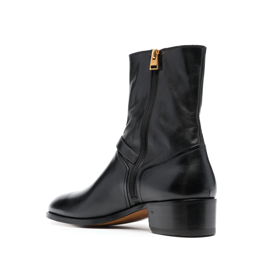 Buckle-Embellished Ankle Boots
