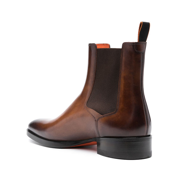 Tobacco leather Chelsea boots