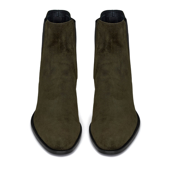 Olive leather Ankle Boots