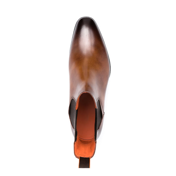 Tobacco leather Chelsea boots