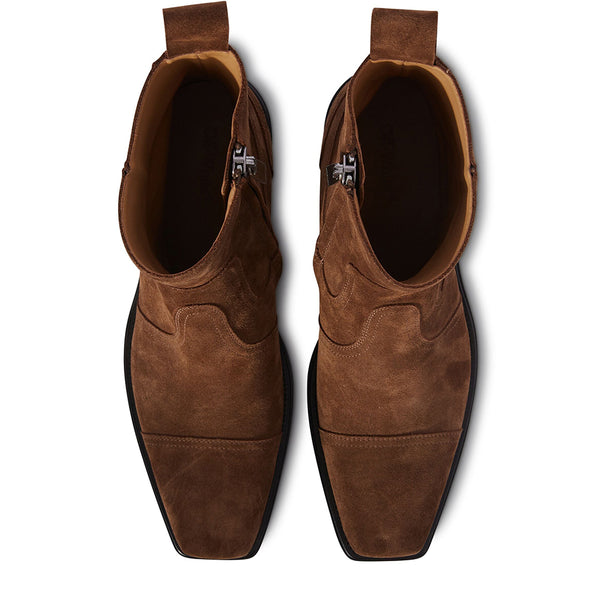 Cowboy Suede Ankle Boots