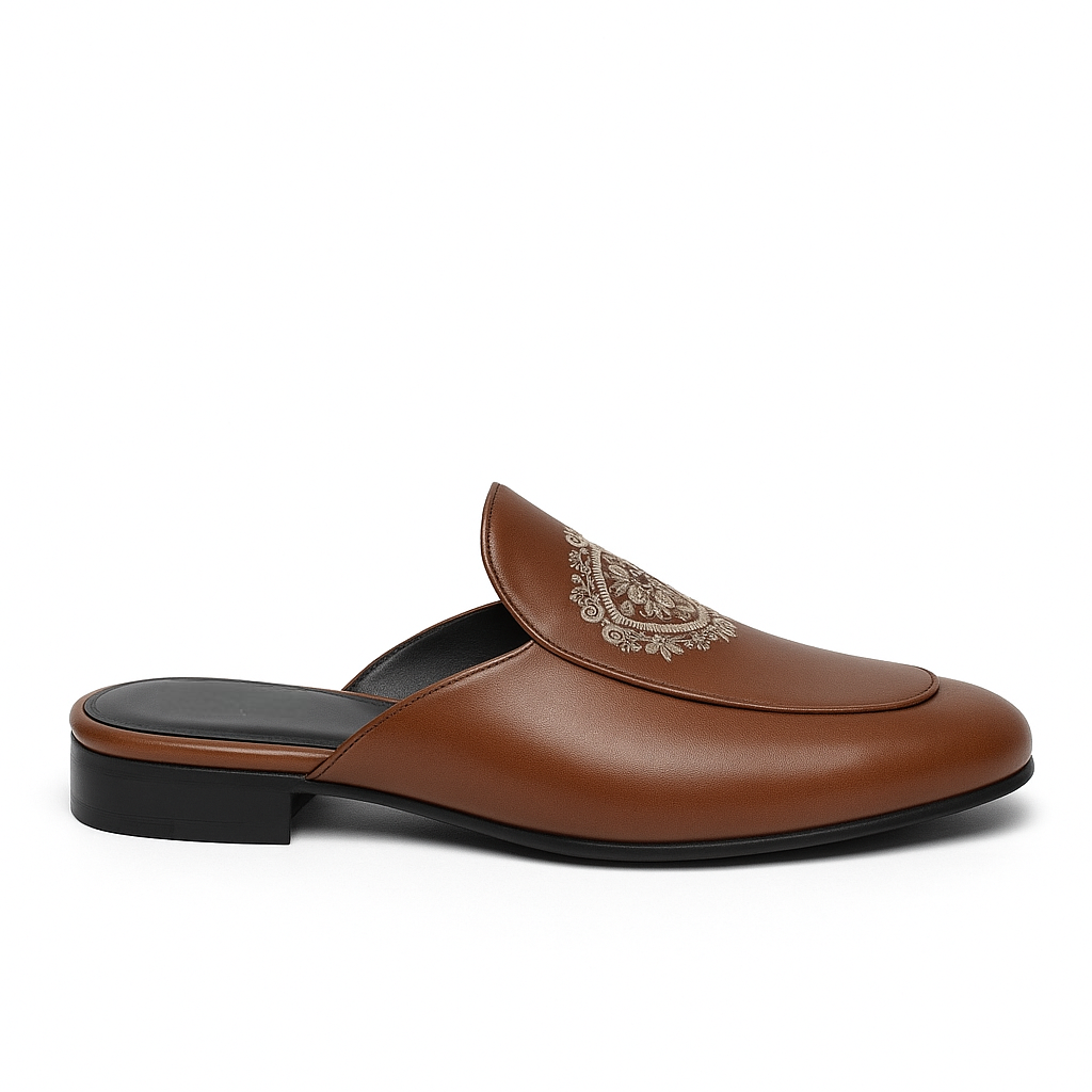 BLACK ITALIAN VELVET MULE