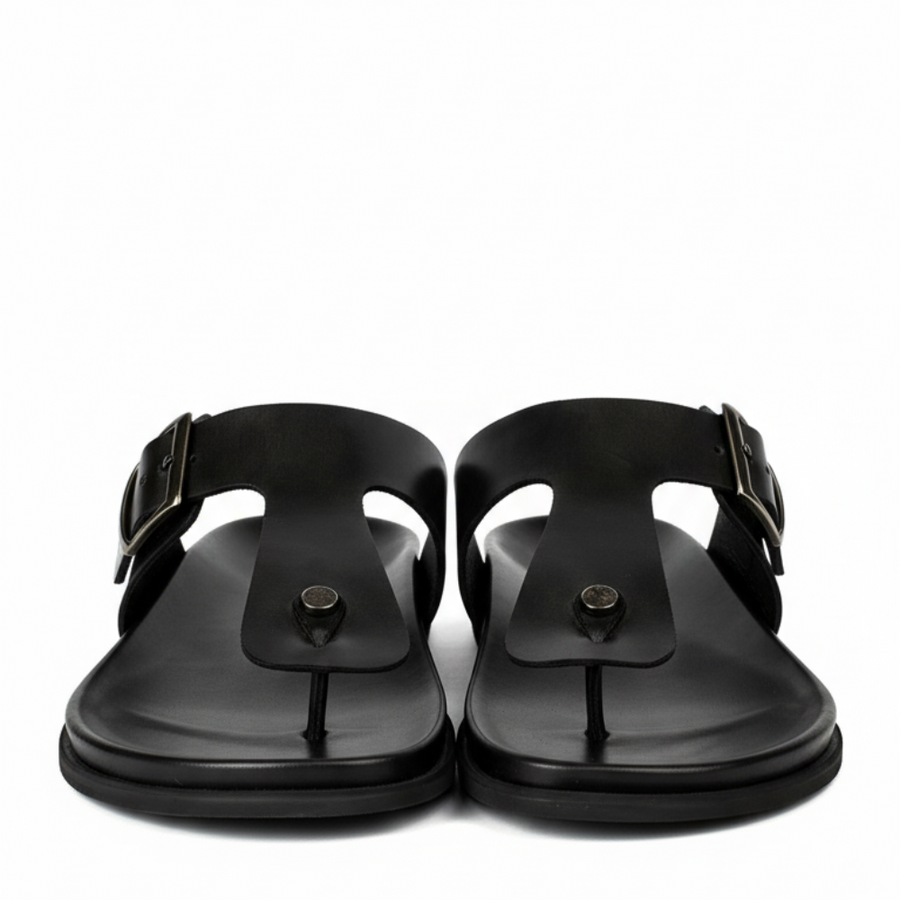 Men Slip On Leather Buckle Sandal