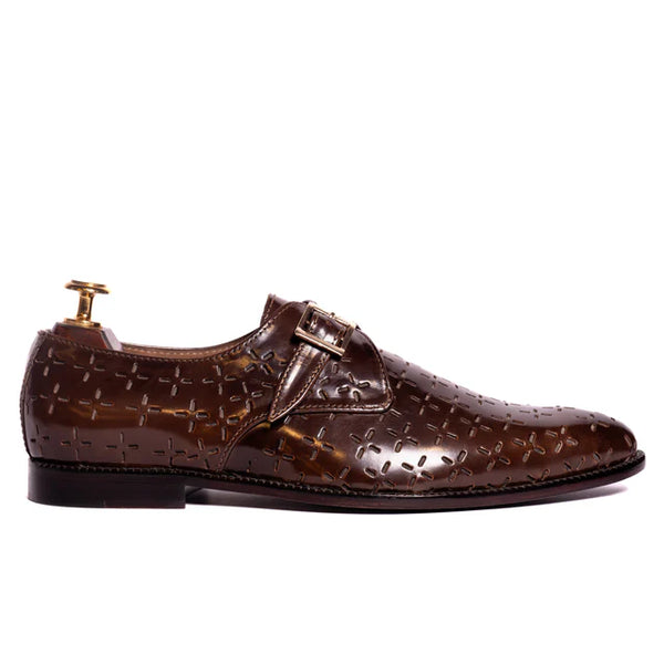 Luxury Design Shiny Leather Single Monk Strap Shoe