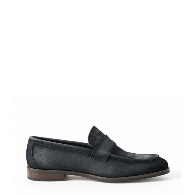 Croc Panel Penny Strap Loafers