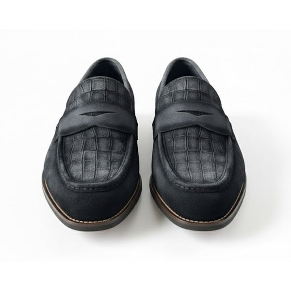 Croc Panel Penny Strap Loafers