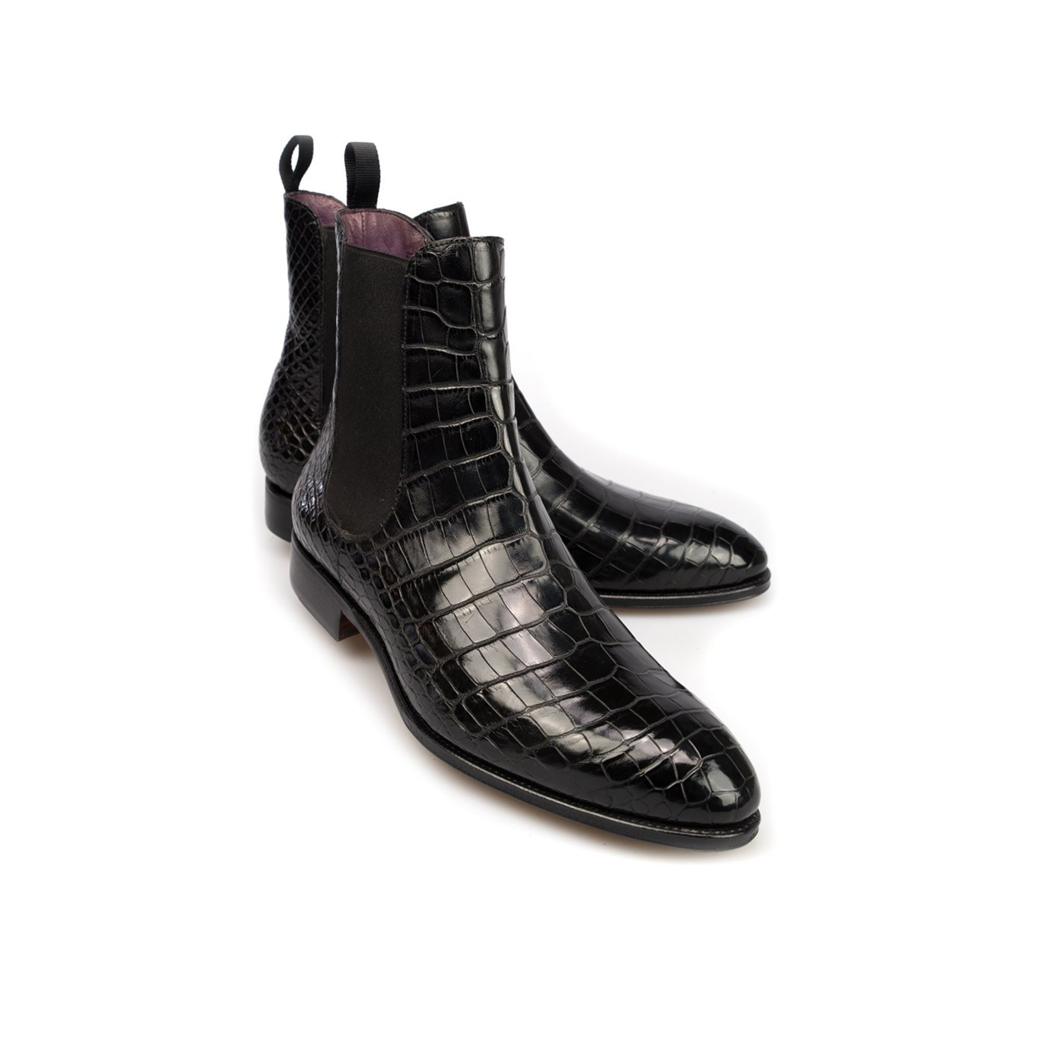 Croco Print High Ankle Boots