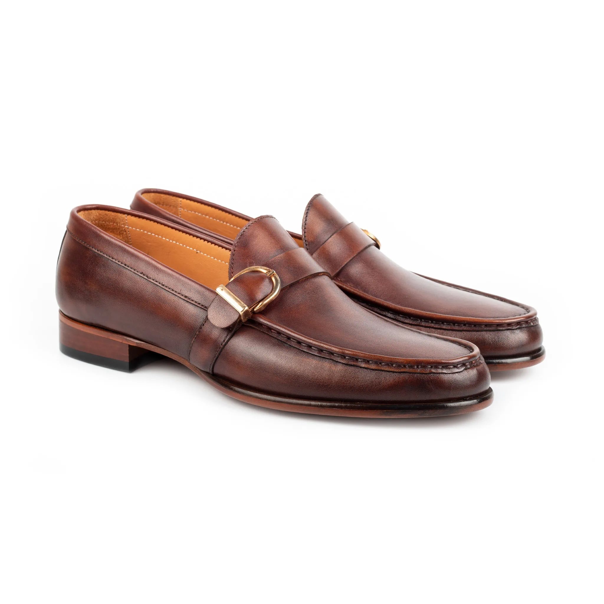 Enzo Copper Single Monk Strap Shoes
