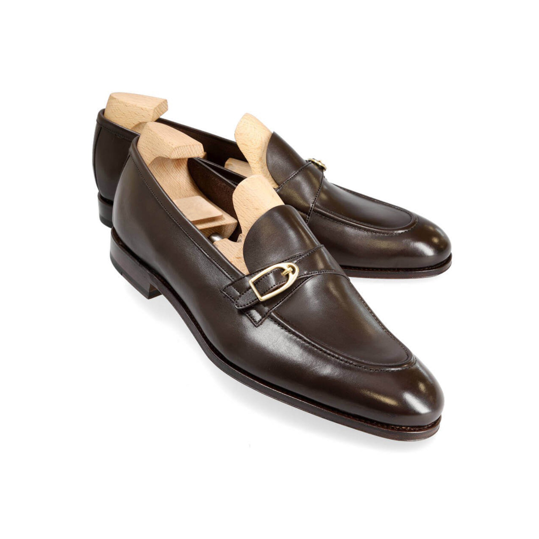 Vitello Cocoa Monk Strap Shoes
