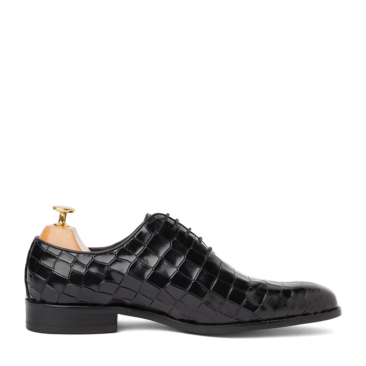 Black Croco British Oxfords Shoes