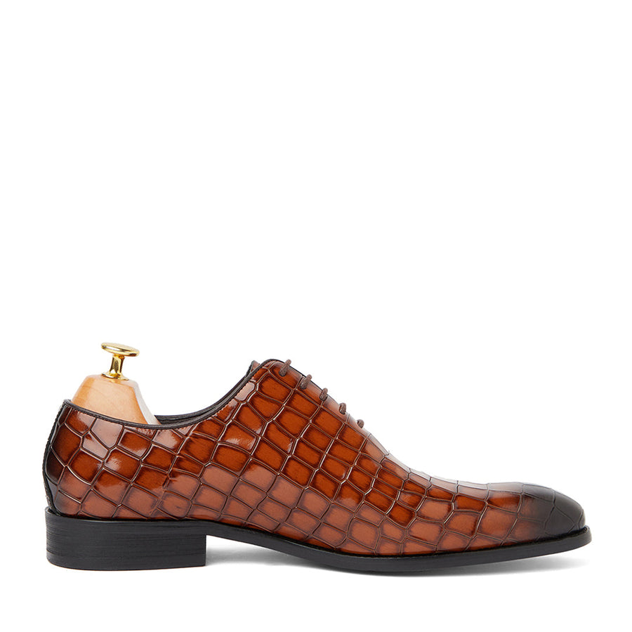 Croc Leather Oxford Shoes For Men