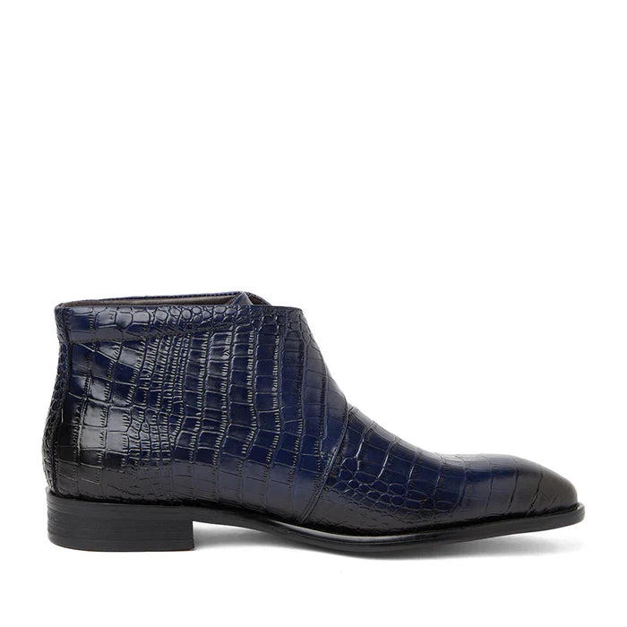 Black Croco Leather Boots