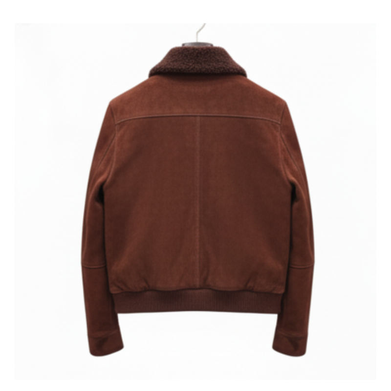 Luxury Rust Croc Shearling Bomber Jacket