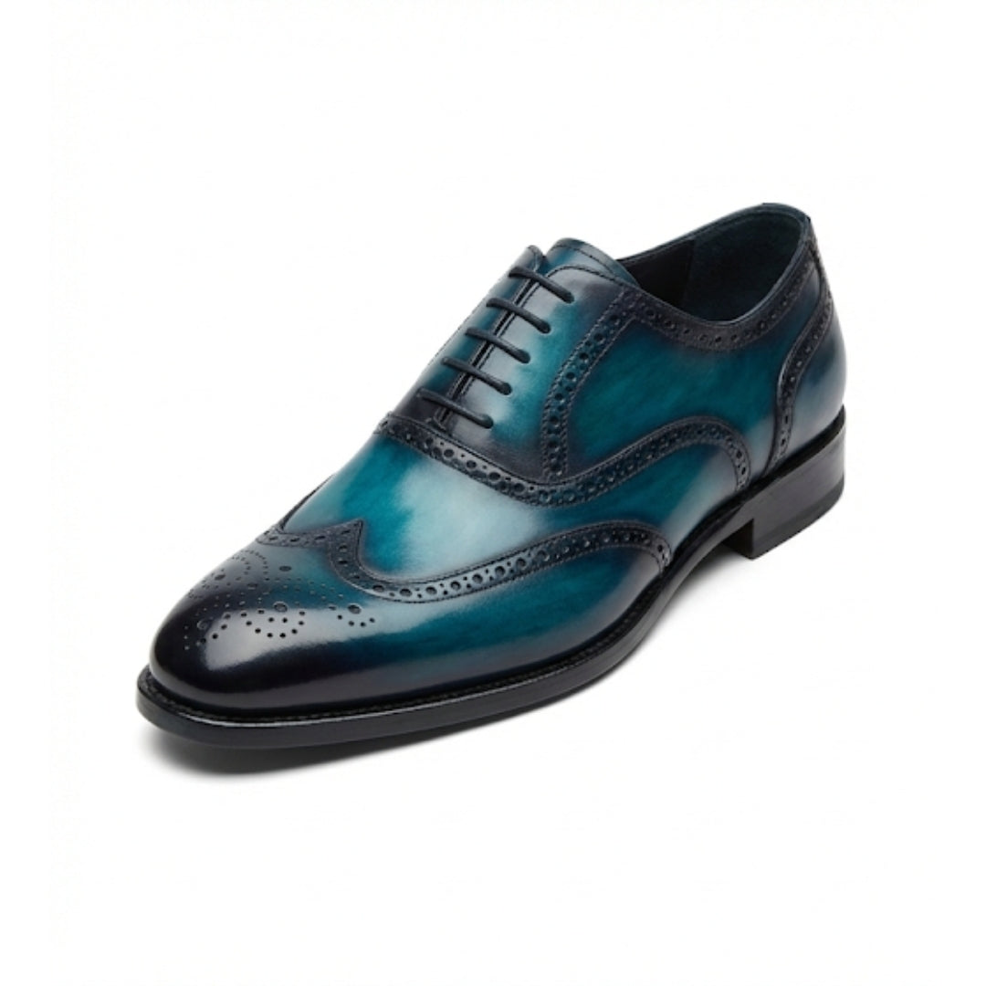 Italian Leather Luxe Patina Wingtip Oxfords