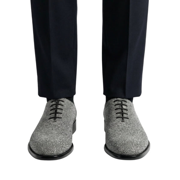 Italian Pebble Exotic Fish Skin Leather Luxe Derby
