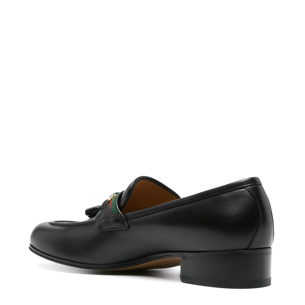 Leather Web Detailed Loafers