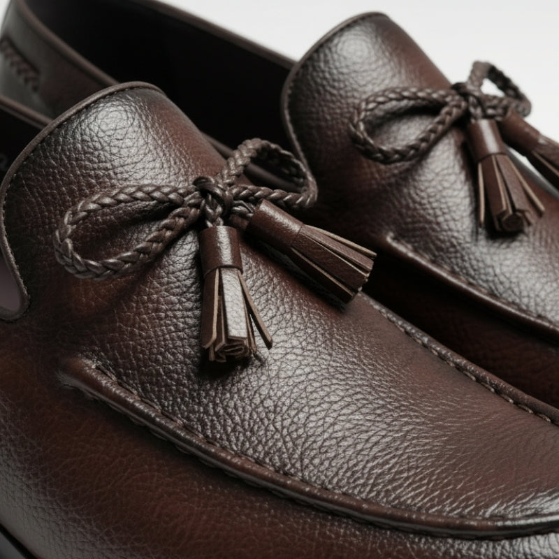 Imperial Mocha Tassel Leather Loafers