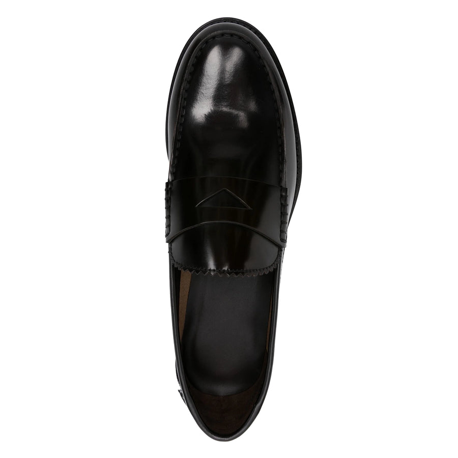 High-Shine Leather Penny Loafers
