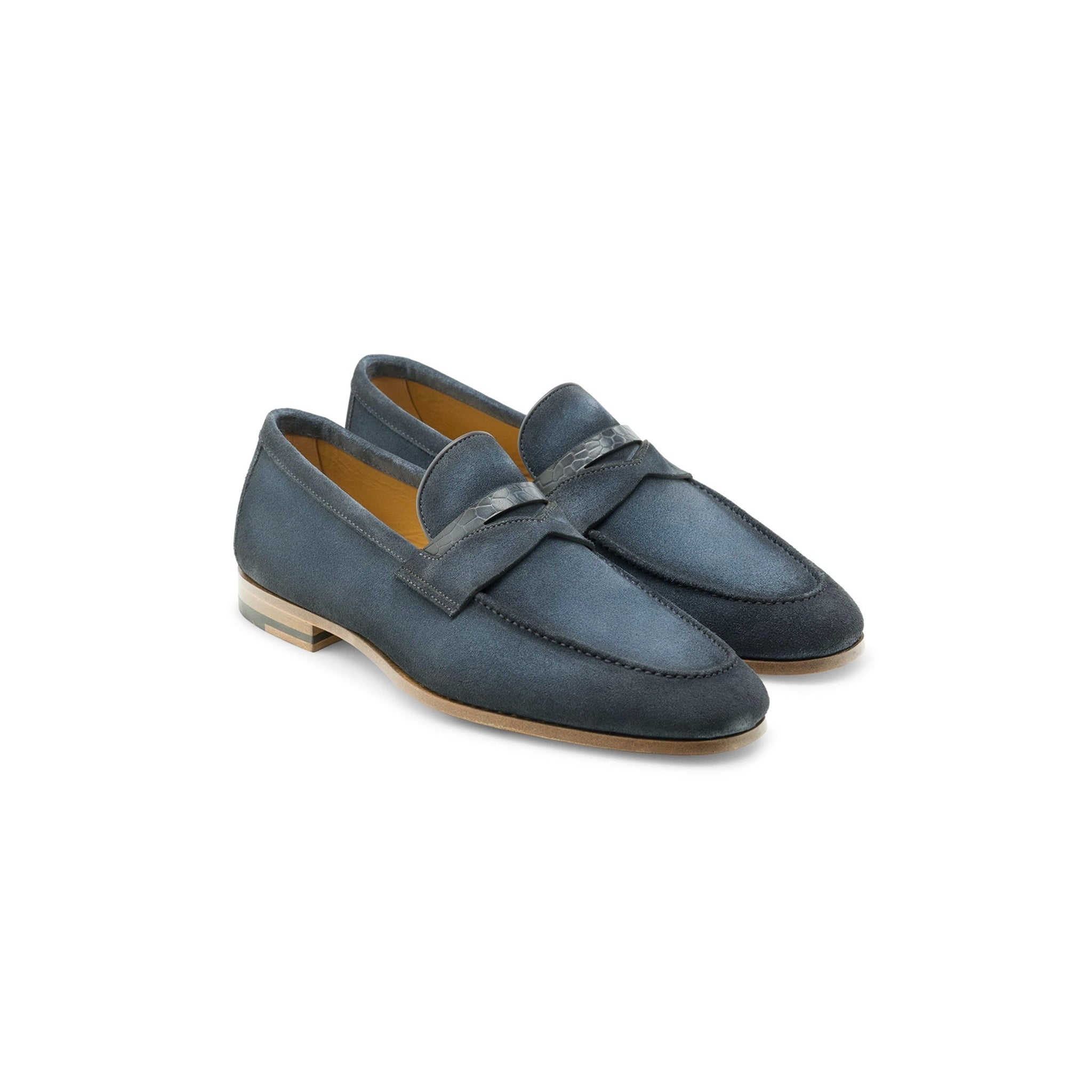 Navy suede Utilizes Classic Penny Loafer