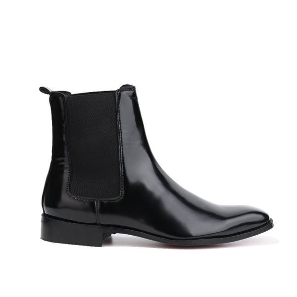 Coal Leather High Ankle Boots