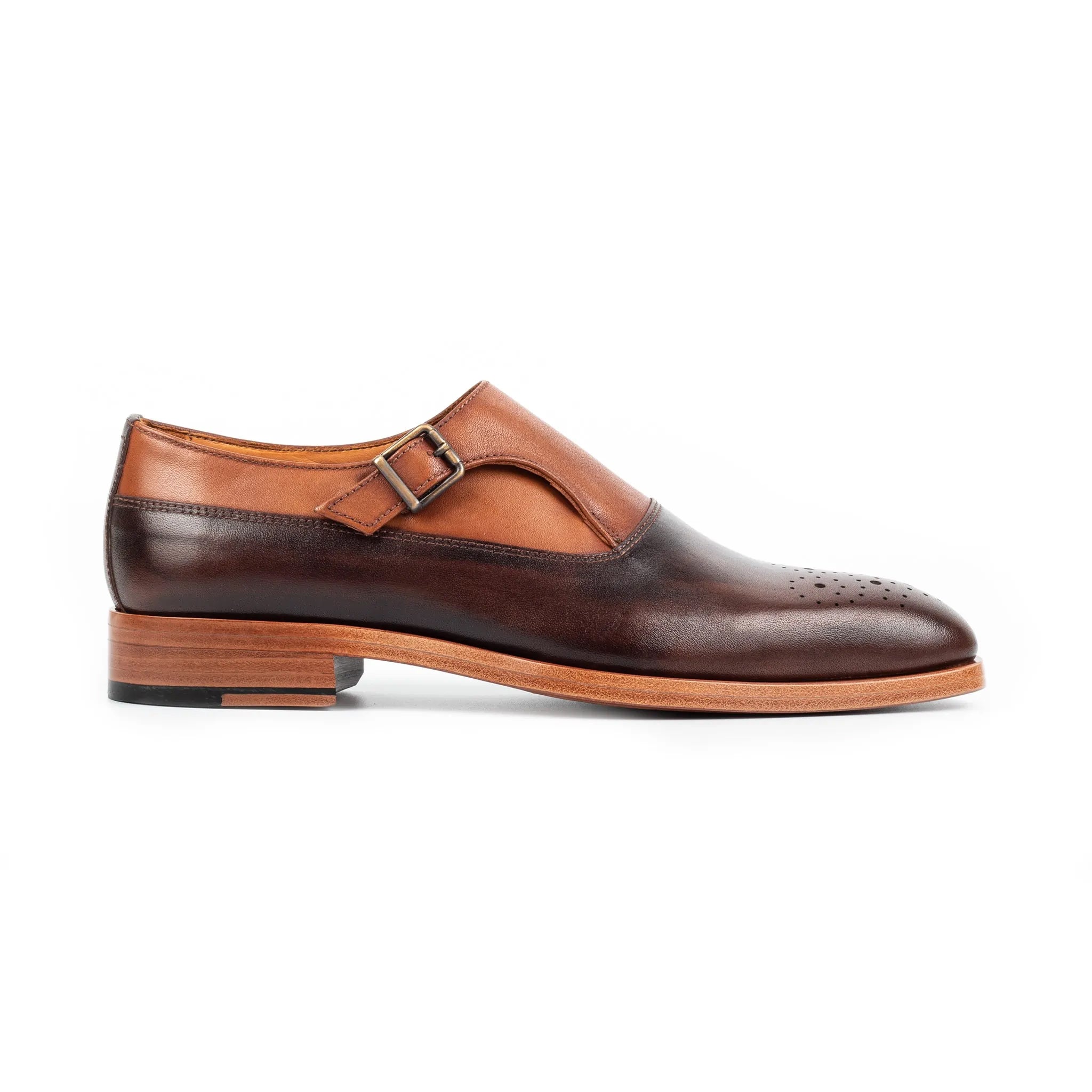 Lorenzo Rust Single Monk Strap Shoes
