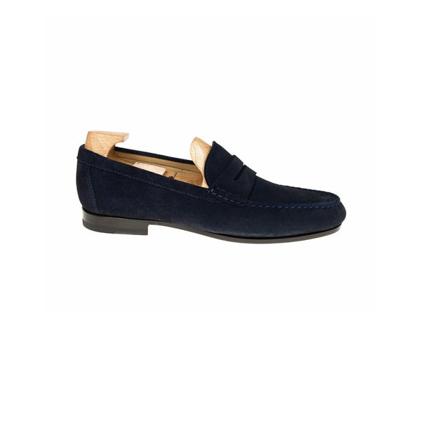 Navy Leather Penny Loafers