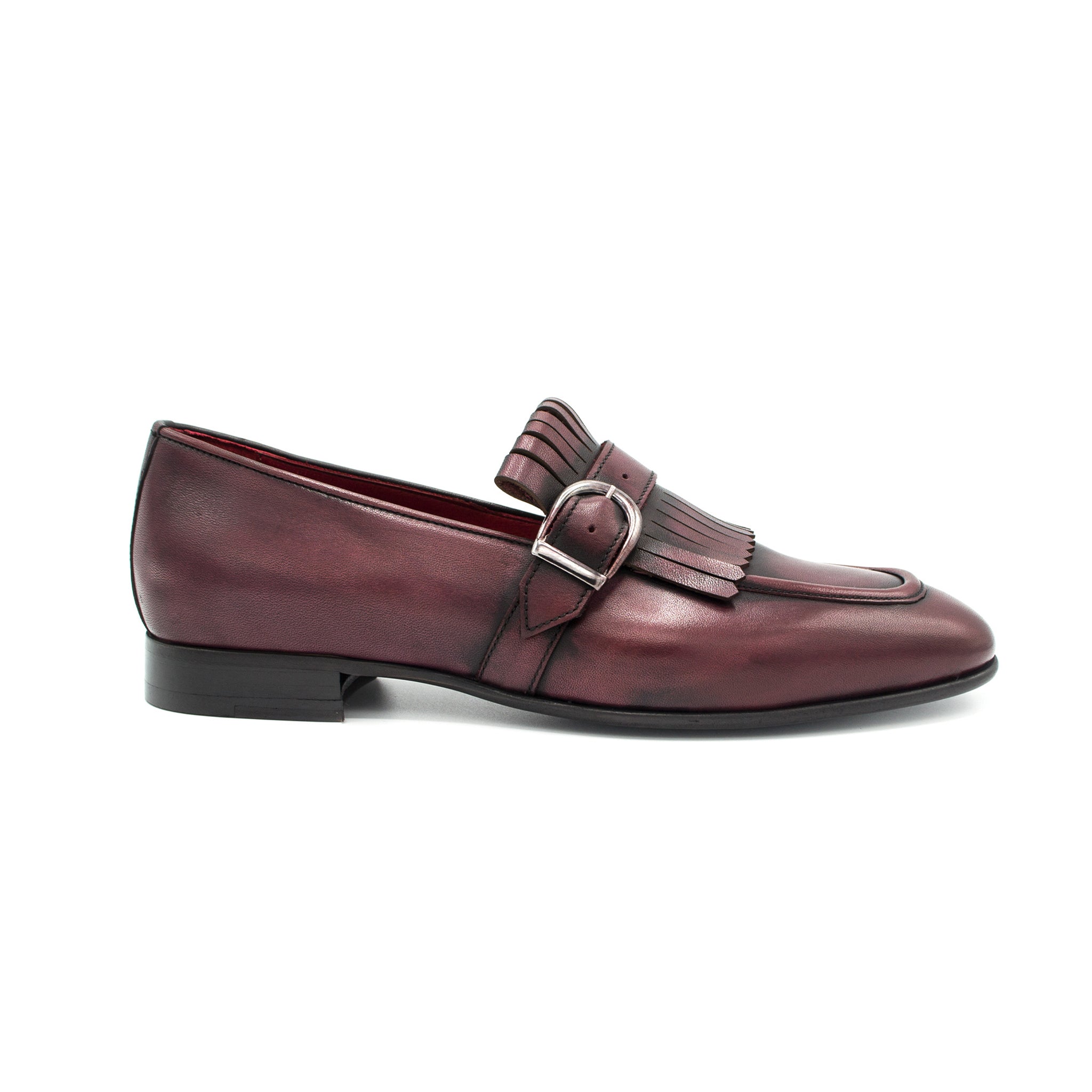 Wine Single Monk Strap Shoes