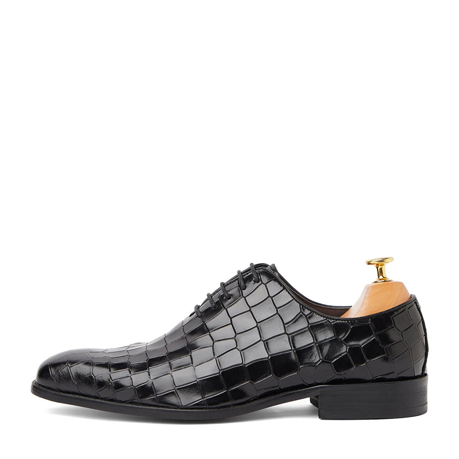 Black Croco British Oxfords Shoes