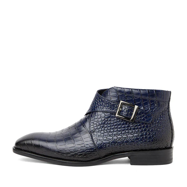 Black Croco Leather Boots