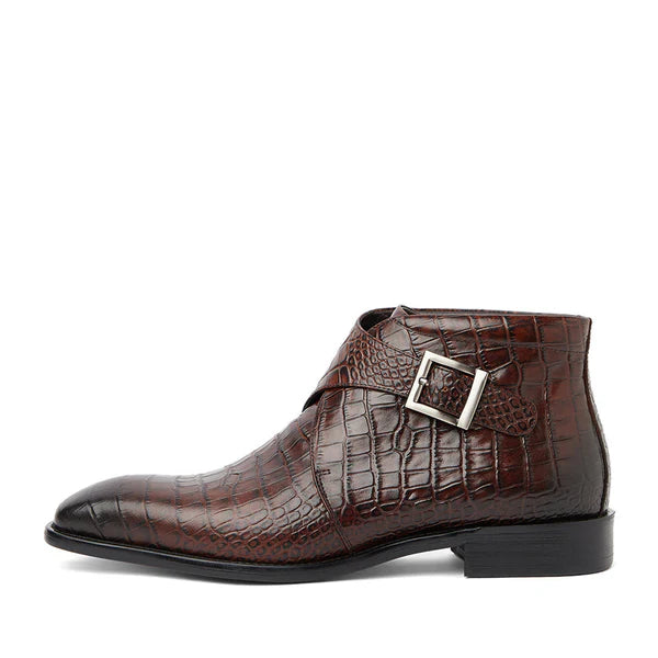 Black Croco Leather Boots