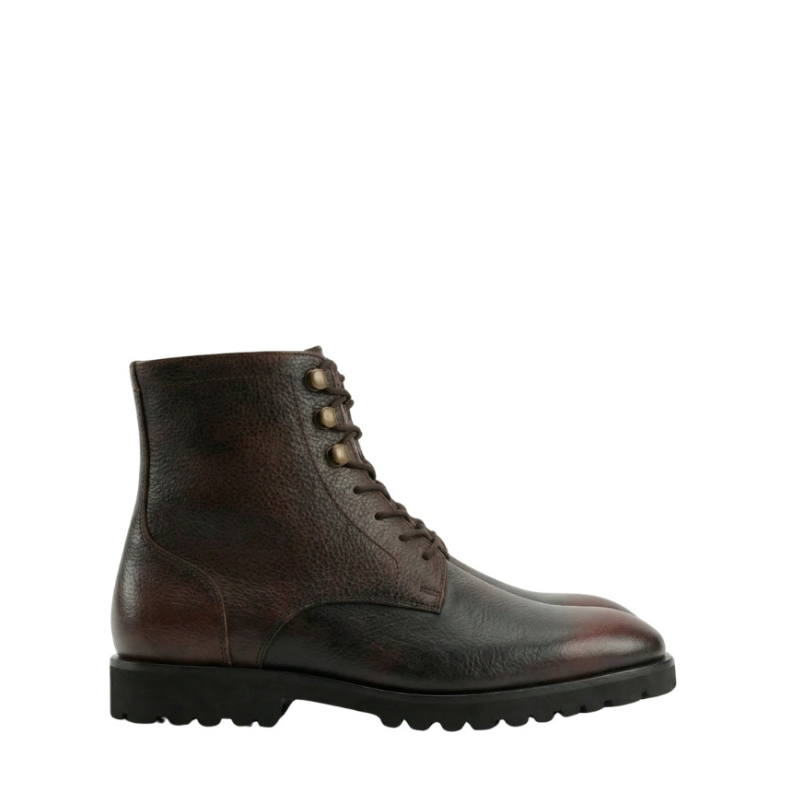 Rugged Ember Leather Combat Boots