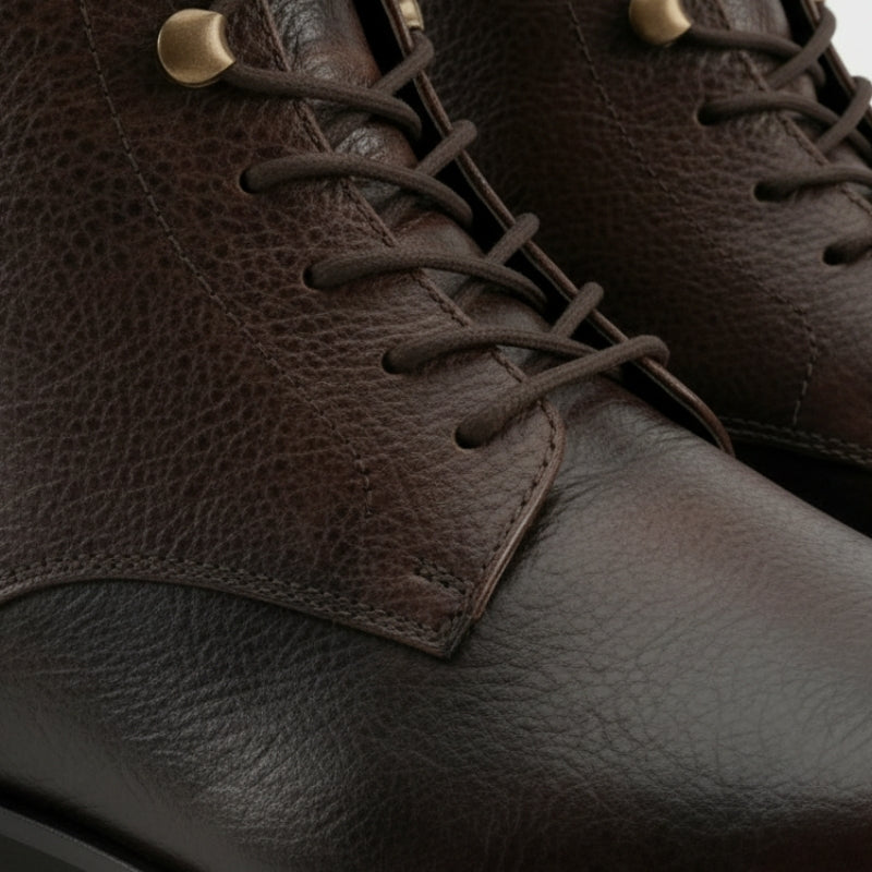 Rugged Ember Leather Combat Boots
