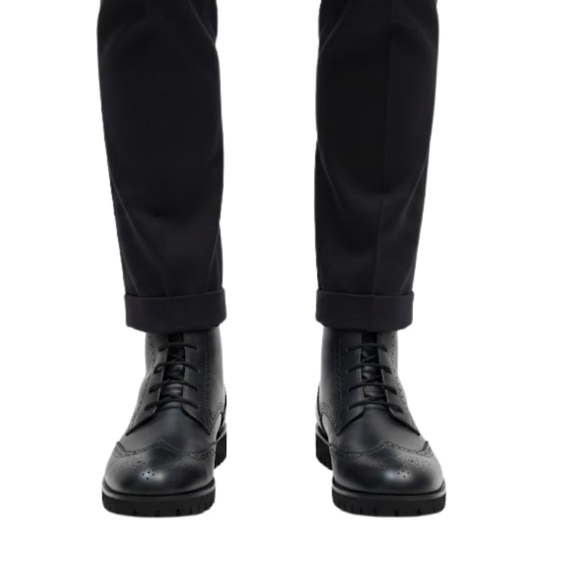 Wingtip Brogue Lug Lace High Ankle Boots